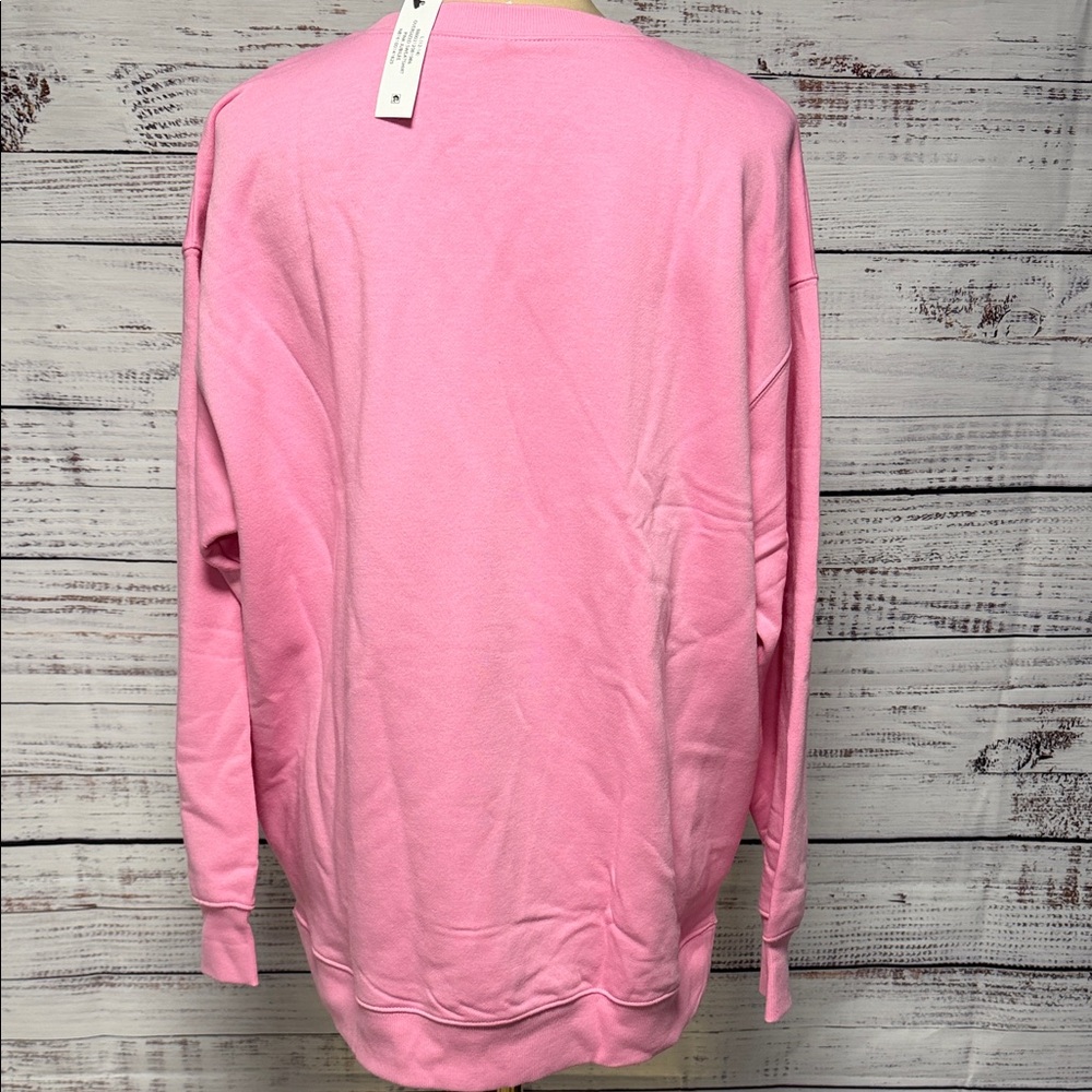 NWT No Boundaries Women's Pink Crewneck Oversized Sweatshirt - Picture 4 of 6